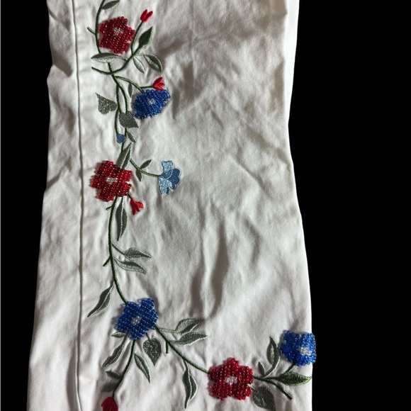 Calvin Klein Woman's White Beaded Crocked Pants Jeans Size 6 Vtg Japan - Picture 10 of 13